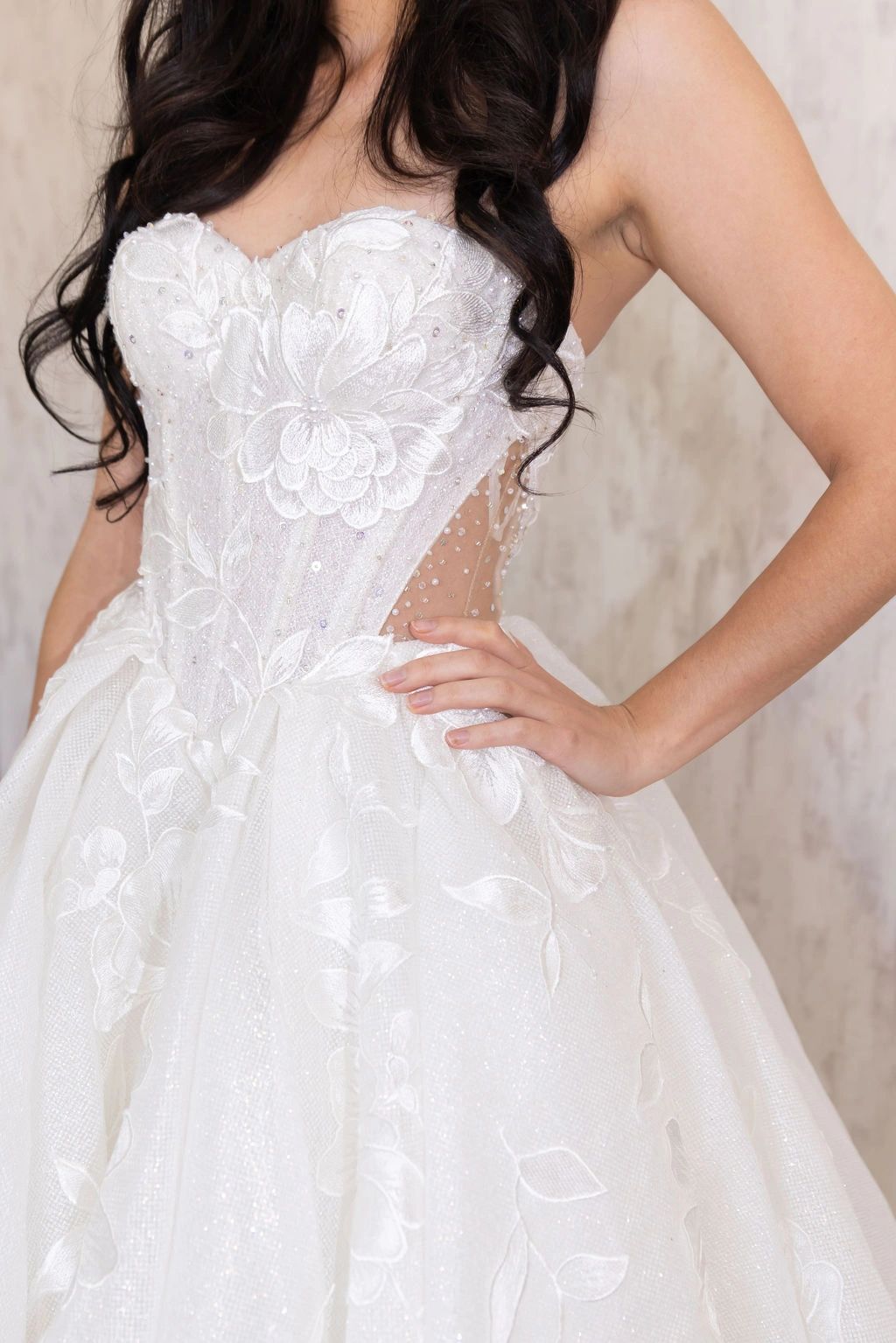 Floral wedding gown bodice