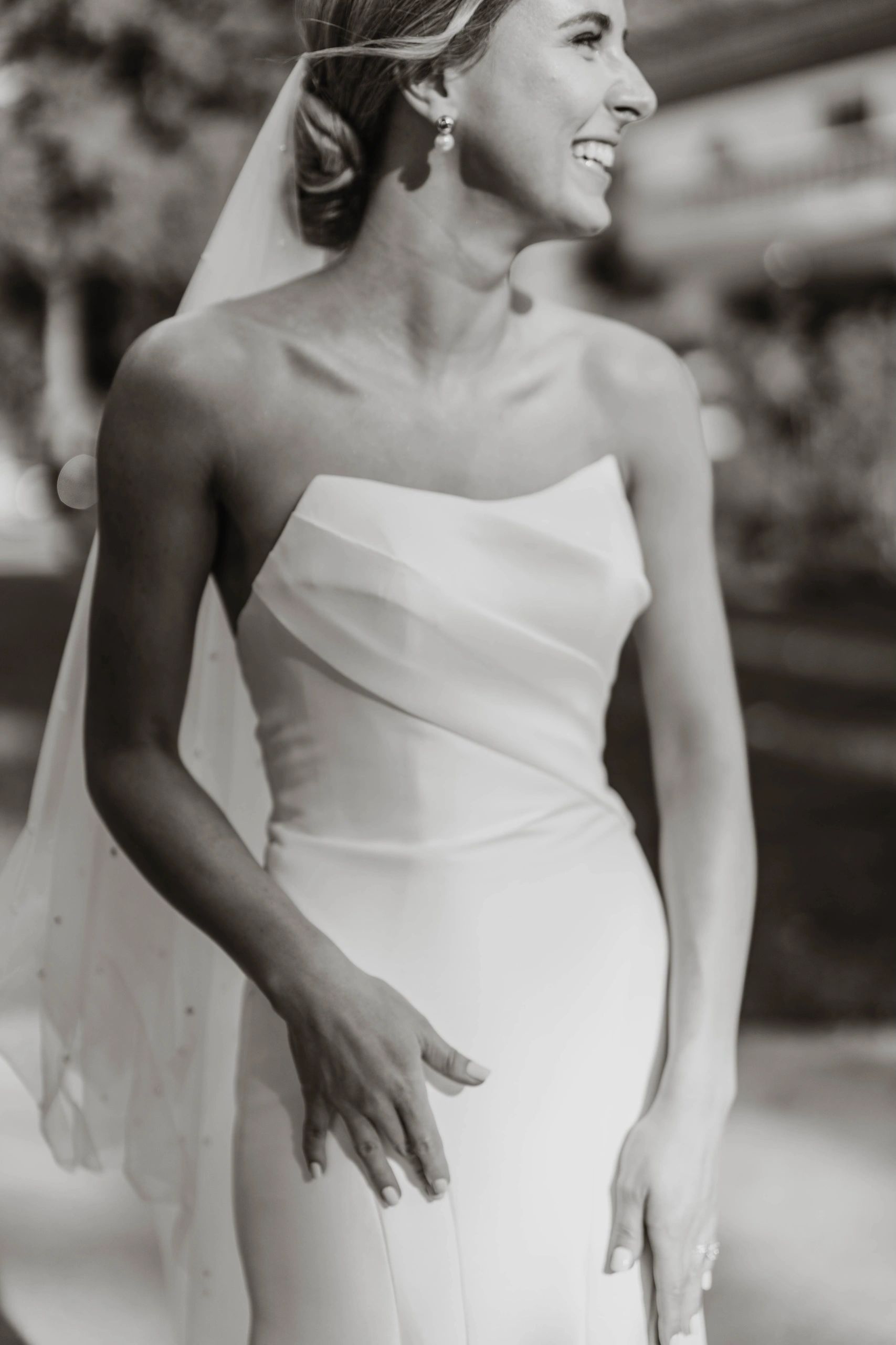 Strapless wedding gown portrait