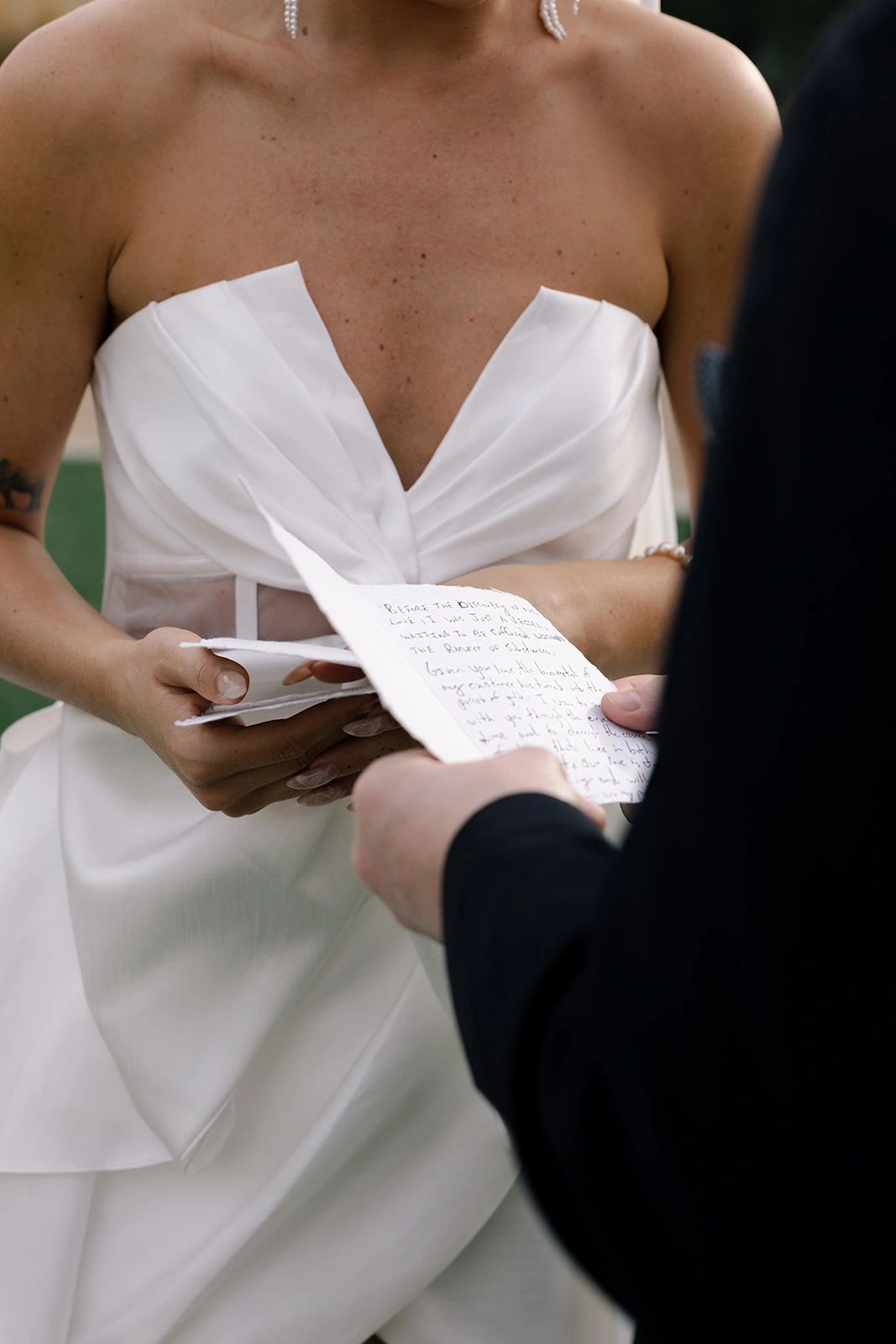 Strapless wedding gown consultation
